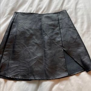 black faux leather skirt